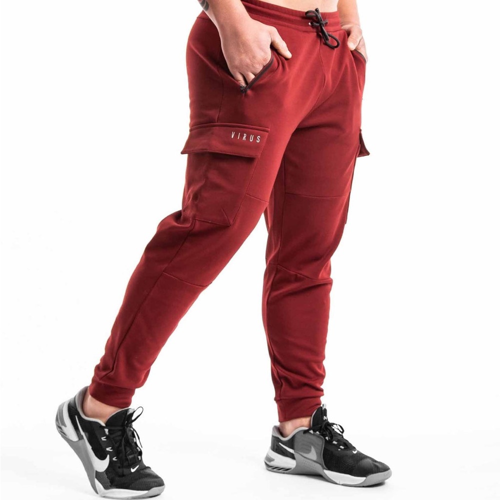 Virus Shadow Joggers Large Dark Red Casual Sweatpants Active Pockets